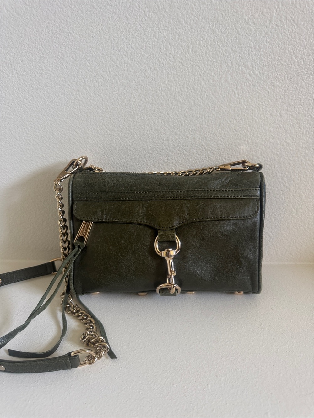 Rebecca Minkoff Olive Green Mini Crossbody with Chain Strap